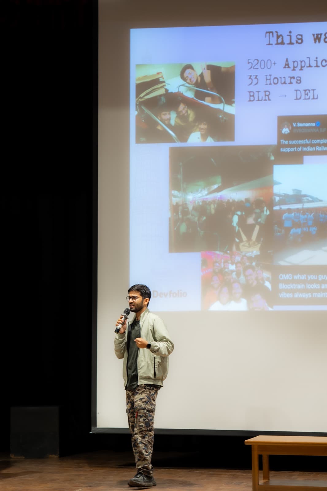 Speaking, on stage